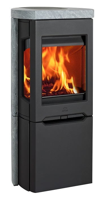 Jotul F 165 S  BP - černý lak, podstavec s dvířky, boční prosklení, mastek 