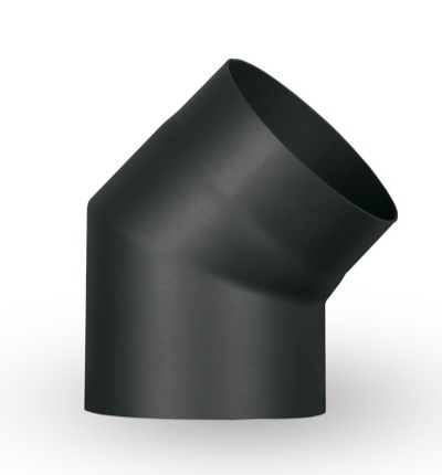 Koleno 45° 150mm černé síla 2mm