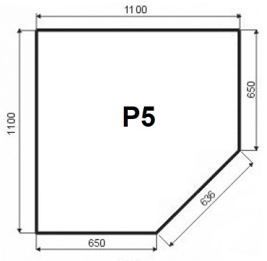 Sklo pod kamna P5 - čiré - rohové 110x110