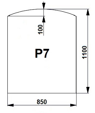 Sklo pod kamna P7 - čiré 85x110