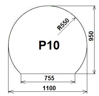 Sklo pod kamna P10 - čiré 110x95