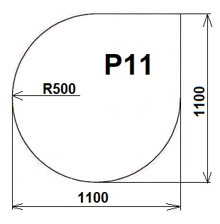 Sklo pod kamna P11G 110x110 - čiré