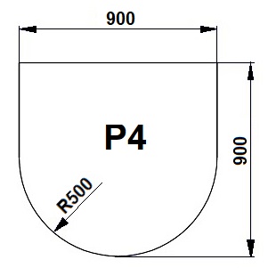 Sklo pod kamna P4 střední - čiré  90x90